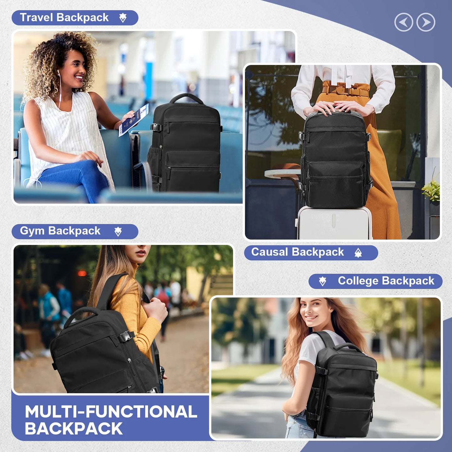 Men Vacuum Compression Backpack 15.6in Laptop Backpack Expand Hiking Vacuum Travel Backpack, Ryanair Backpack 40x20x25 Cabin Bag