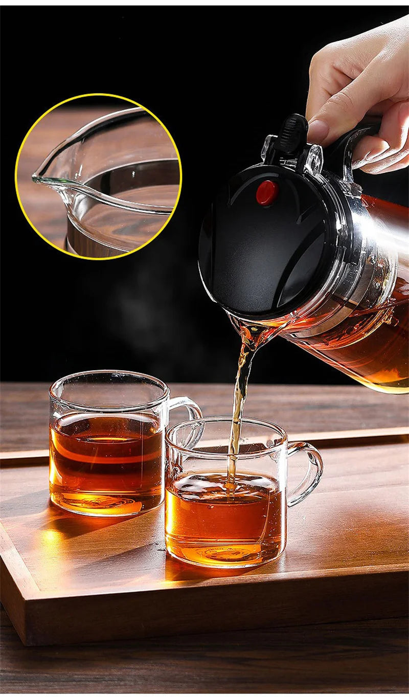 Heat Resistant Glass Teapot One-click filtering Tea Pot Tea Water Separation Filter Tea Maker Coffee Pot Home Teaware Set